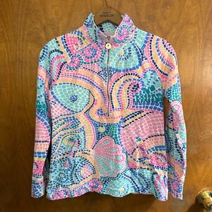 Lilly Pulitzer Skipper Popover Quarter Zip Sweatshirt Terry Top Tidal Wave Golf